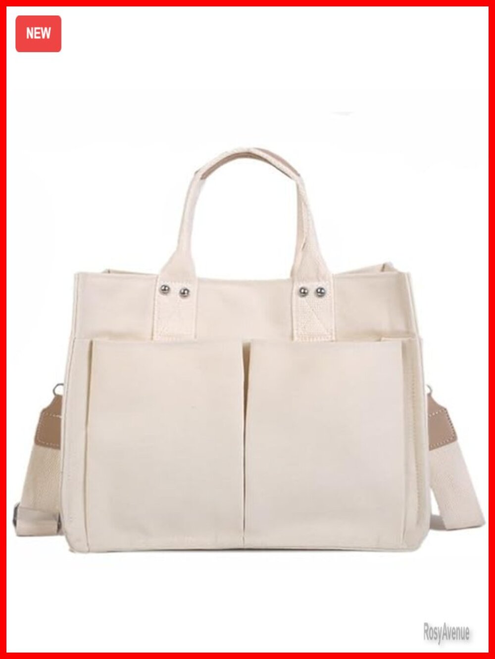 Canvas Shoulder Tote Multi-Pocket Messenger Bag Durable Reusable Large Capacity